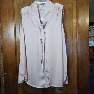 Maison d'Amelie XL Waterfront Tie Pale Pink Sleeveless Blouse Coquette Romantic